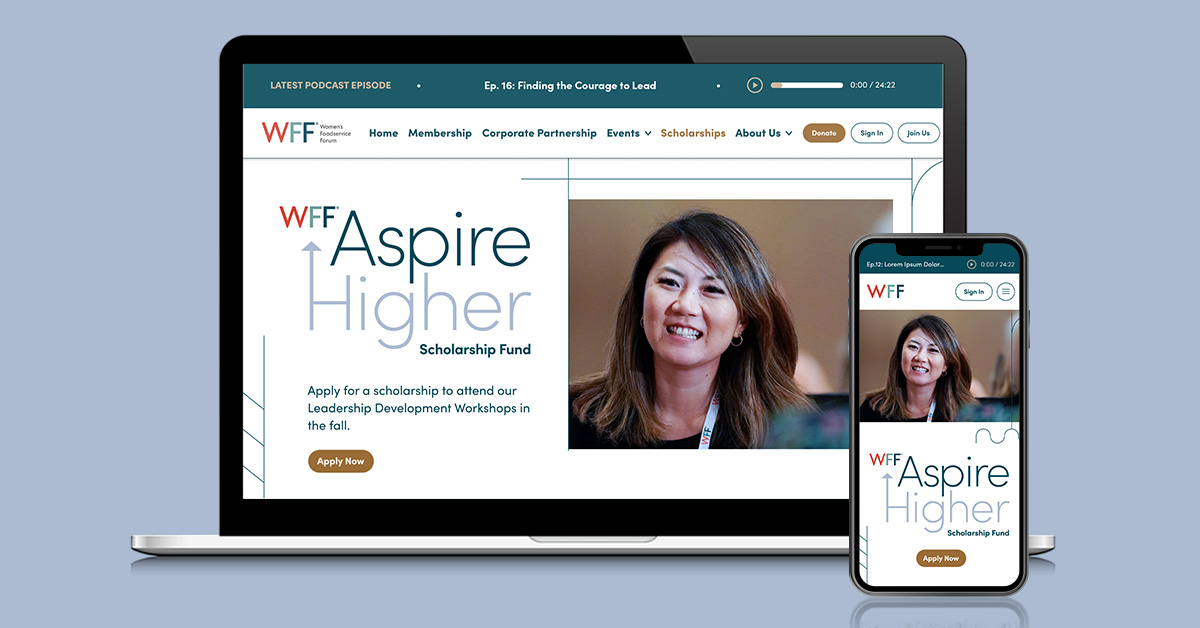 Website Design + Development 1 wff scholarships web experience 1200x628 1